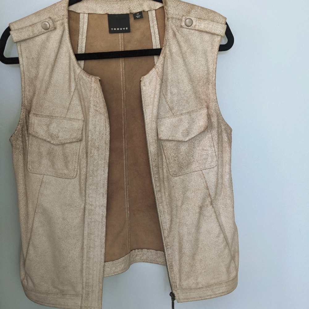 Trouve Faux Suede Distressed Vest